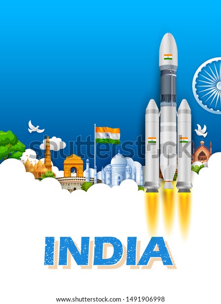 Illustration Chandrayaan Rocket Mission Launched By Stock Vector ...