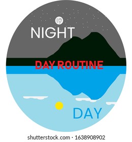 illustration of changes day and night. the moon at night and the sun at noon. t-shirt design