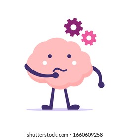 illustration of the character of the brain thinking to solve a problem. the concept of thinking hard, critical, and careful.