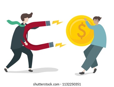 Illustration of character with business investment concept