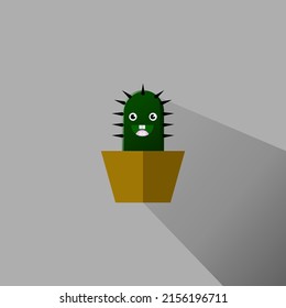 illustration of a character cactus tree with a pot
