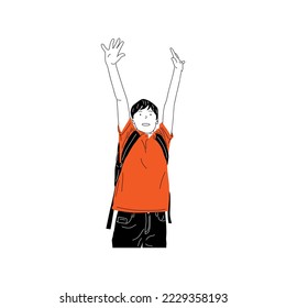 illustration character of a child at school
