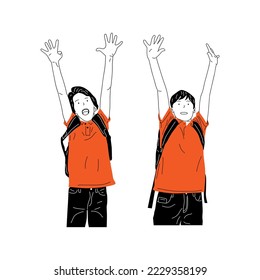 illustration character of a child at school
