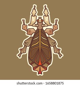 Illustration character of cute Insect colorful art, Vector pattern on brown background for you design 