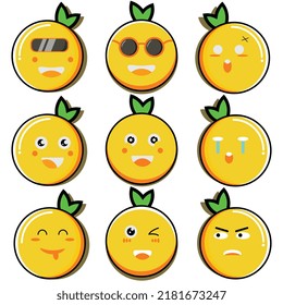 Illustration Character Cute Orange Various Expressions Stock Vector ...