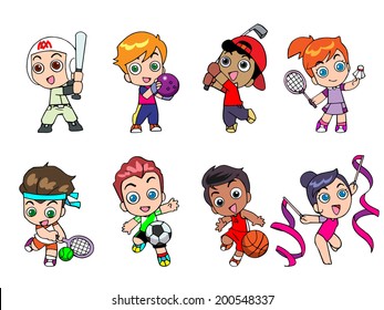Illustration character Design of athlete cute cartoon gestures are unique.