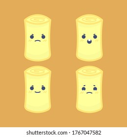 illustration of the character of the egg rolls various expressions. Angry, sad, happy, and surprised expression. flat design. can be used for elements, landing pages, UI, website