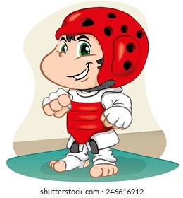Illustration is a character fighter child martial arts taekwondo. Ideal for sports and institutional information
