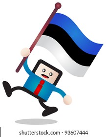 illustration of character with flag