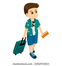 illustration of a character going on a vacation or business trip