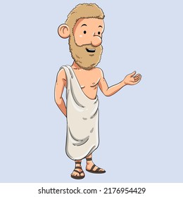 Illustration of character greek philosopher explain or talking something