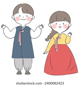 Ilustración de un personaje en un hanbok.