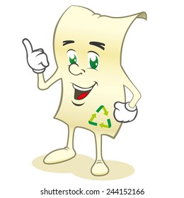 Illustration of a character mascot recycled paper, ecology and sustainability, ideal for field training and internal