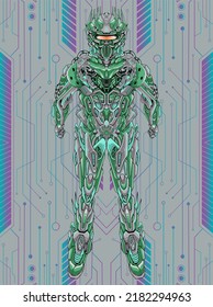 Carácter ilustrativo mecha robot cuerpo completo