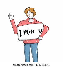 illustration character of i miss you