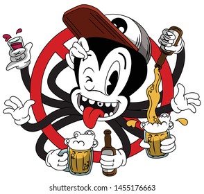 illustration of the character octopus bartender