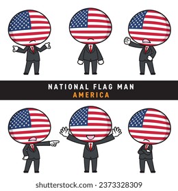 Illustration of a character personifying the American flag