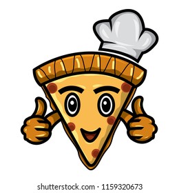 Illustration character from a piece of pizza. looks very funny and interesting, applied in t-shirt designs, stickers and food brands