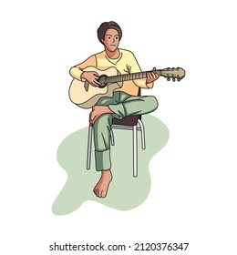 ILUSTRACIÓN DEL CARÁCTER JUGANDO GUITARRA