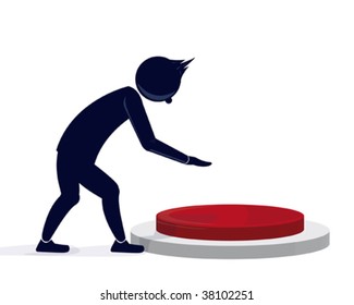 An illustration of a character pressing a red button