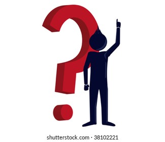 illustration of a character with a question mark behind