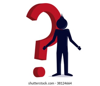 illustration of a character with a question mark behind