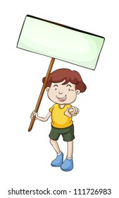 Illustration of a character with a sign