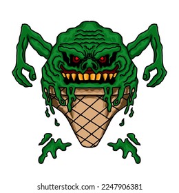 Illustration character vector icon ice cream monster isolated on white background 