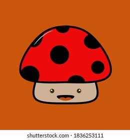 Illustration Character (Vector Mushrooms and Brown Background)