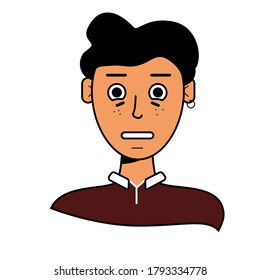 illustration of the character's appearance. drawn people in vector. Guy with embarrassed emotion