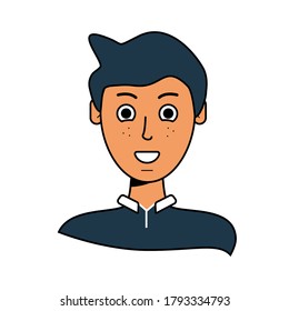 illustration of the character's appearance. drawn people in vector. Guy with freckles