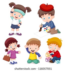 illustration of characters kids cartoon.Vector