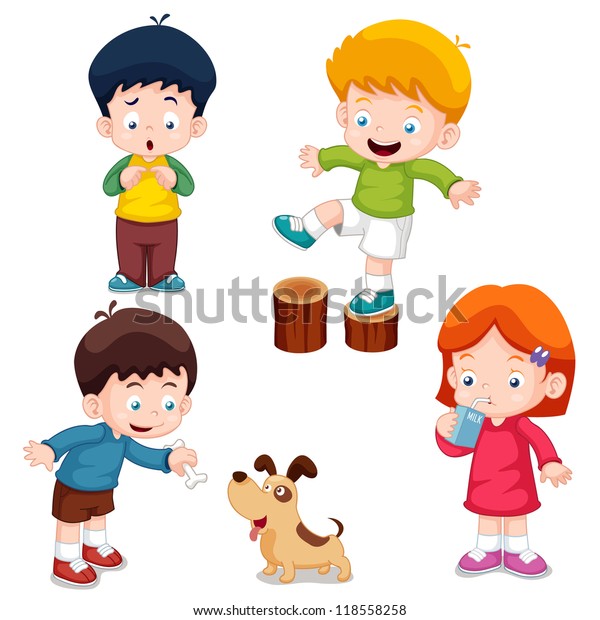 Illustration Characters Kids Cartoonvector Stock Vector (Royalty Free