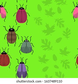 Illustration characters set of cute Insects cartoon,Vector seamless pattern background for you design