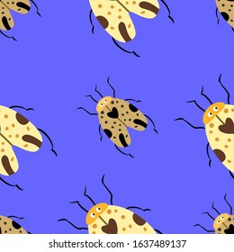 Illustration characters set of cute Insects cartoon,Vector seamless pattern background for you design