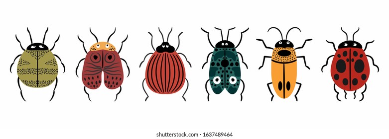 Illustration characters set of cute Insects cartoon, Isolated vector pattern on white background for you design