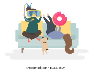 Illustration of characters with traveling concept