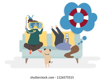Illustration of characters with traveling concept