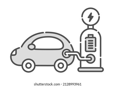 Illustration of charging an electric car. Icon set.