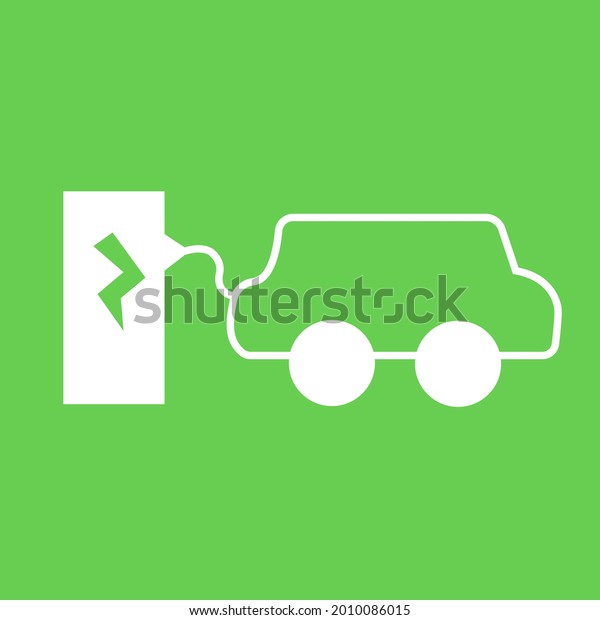 Illustration of\
charging electric vehicle in electric charging station or an icon\
of electric vehicle charging\
