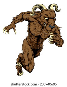 An illustration of a charging running ram character, great as a sports or athletics mascot