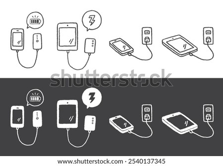 Illustration of a charging smartphone and tablet