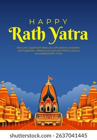 illustration of chariot of Lord Jagannath, Balabhadra and Subhadra on annual Rathayatra in Odisha festival background