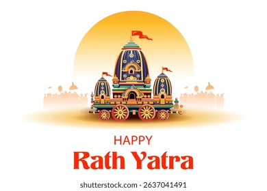 illustration of chariot of Lord Jagannath, Balabhadra and Subhadra on annual Rathayatra in Odisha festival background