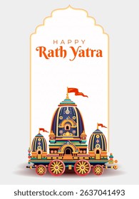illustration of chariot of Lord Jagannath, Balabhadra and Subhadra on annual Rathayatra in Odisha festival background