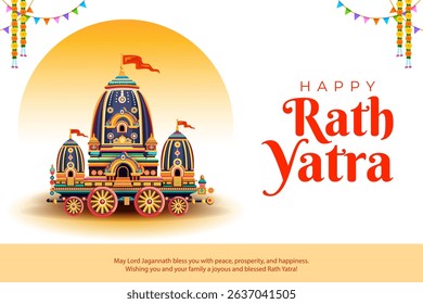illustration of chariot of Lord Jagannath, Balabhadra and Subhadra on annual Rathayatra in Odisha festival background