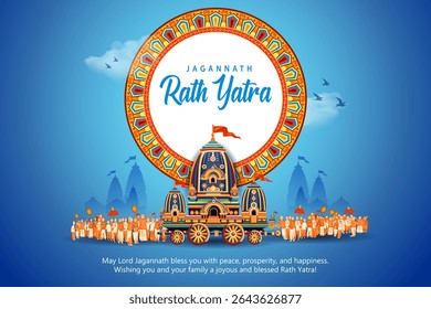 ilustração da carruagem de Lord Jagannath, Balabhadra e Subhadra no fundo anual do festival Rathayatra em Odisha