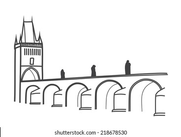 illustration of Charles Bridge, Prague, the most visited Prague sight 