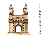 Illustration of Charminar Monument in Hyderabad, Telangana, India