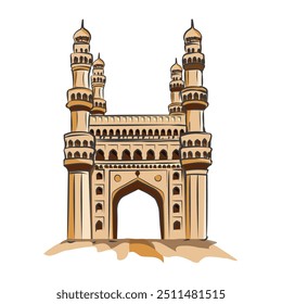 Ilustração de Monumento Charminar em Hyderabad, Telangana, Índia